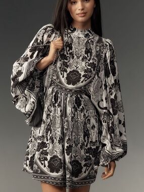 FARM Rio Black and White Floral Mini Dress